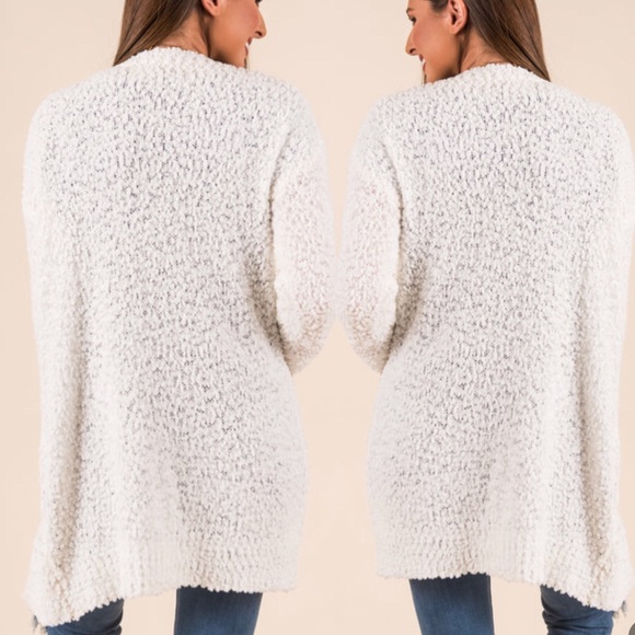 WHITE Popcorn texture Cardigan - Picture 7 of 8